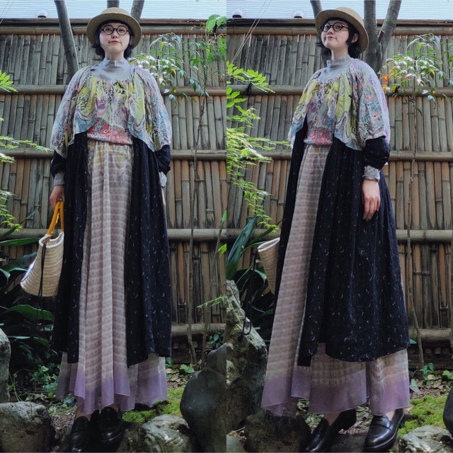 日本製 ネストローブ ブラック ギャザーボリュームロングコート 羽織 ワンピース