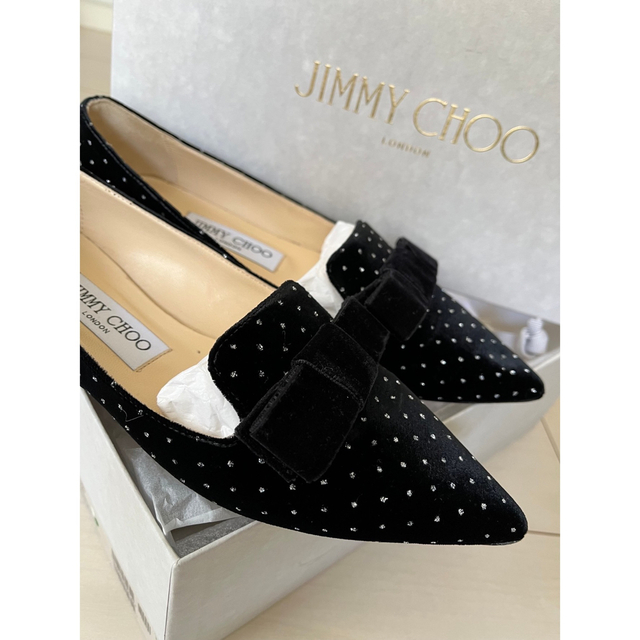 JIMMY CHOO - 美品！！ジミーチュウ ガラ グリッター ドット フラット