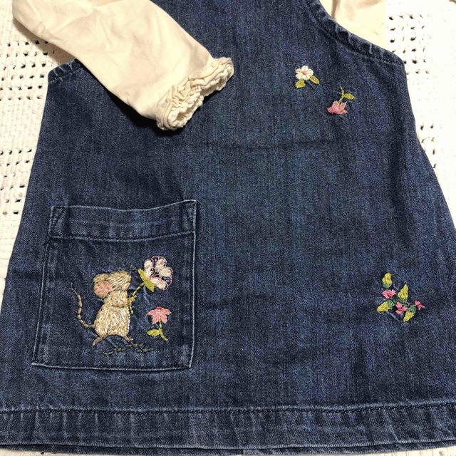 NEXT(ネクスト)のnextデニムジャンパースカート&タートルセット キッズ/ベビー/マタニティのキッズ服女の子用(90cm~)(ワンピース)の商品写真