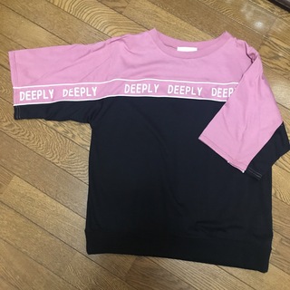 シマムラ(しまむら)のTシャツ　3L ピンク×ブラック(Tシャツ(半袖/袖なし))