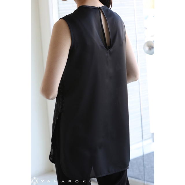 美品 マメクロゴウチ ペイズリージャガード シルクノースリーブ
