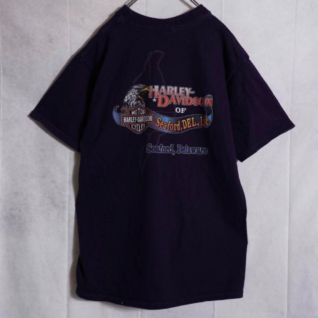 Harley Davidson(ハーレーダビッドソン)のハーレーダビットソン　Tシャツ　両面プリント　USA製　ネイビー　Lサイズ メンズのトップス(Tシャツ/カットソー(半袖/袖なし))の商品写真