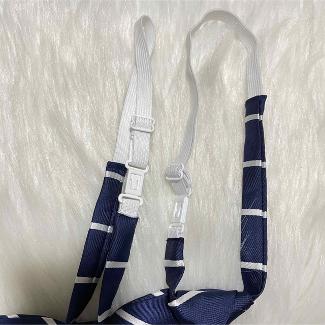 【新品N】紺色と白色　ストライプ　 ネクタイとスクールリボン2点セット
