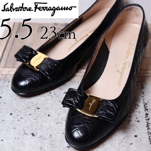 Salvatore Ferragamo - 【美品】フェラガモ パンプス ヴァラ リボン