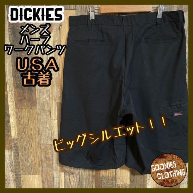 ディッキーズ アメカジ ロゴ ワークパンツ ハーフパンツ USA ブラック