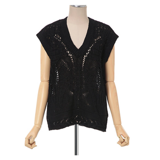 マメ(mame)のＣｕｒｔａｉｎ　Ｌａｃｅ　Ｐａｔｔｅｒｎ　Ｋｎｉｔｔｅｄ　Ｖ　Ｎｅｃｋ　Ｖｅｓｔ(ベスト/ジレ)