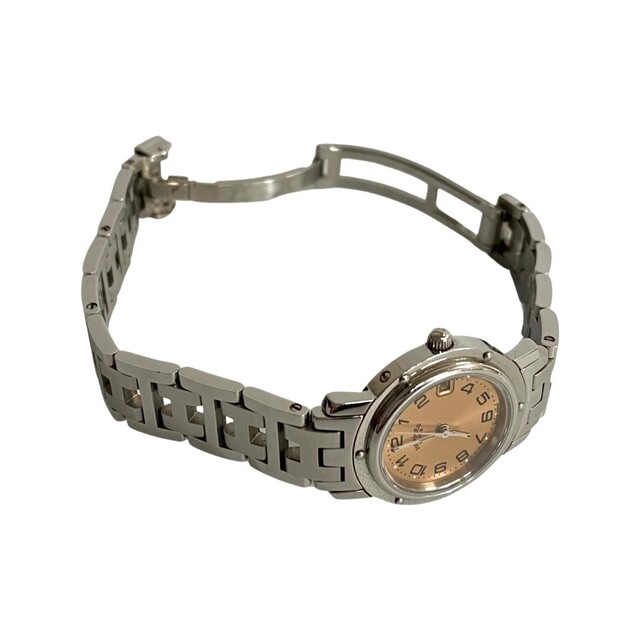 極 美品 希少品 HERMES エルメス クリッパー ステンレス 腕時計 ウォッチ レディース シルバー ブロンズ アクセサリー 4kte1298 希少 HERMES エルメス クリッパー レディース 腕時計 シルバー