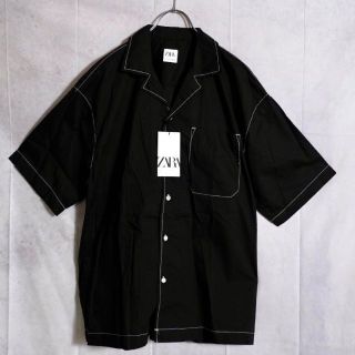 ザラ(ZARA)のZARA 新品　タグ付き　ブラック　開襟シャツ　オープンカラー　Lサイズ(シャツ)