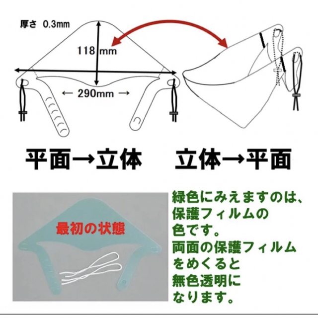 日本製　透明　目立たないマウスシールド　6枚セット　（36枚まで指定可能） その他のその他(その他)の商品写真