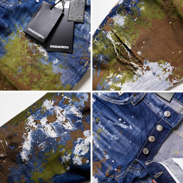 13万DSQUARED2ディースクエアードビックロゴカモフラスケーターデニム