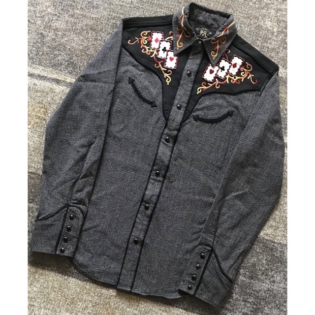 RRL - 最高傑作 異次元のセンス RRL トランプ柄 黒シャン ウエスタン