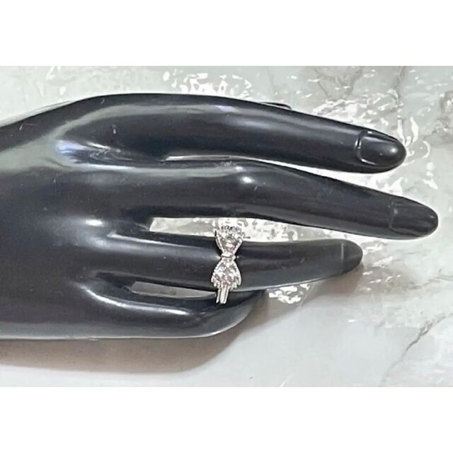最高品質！！　リボン　シルバー　925 リング　指輪　SONAダイヤモンド レディースのアクセサリー(リング(指輪))の商品写真