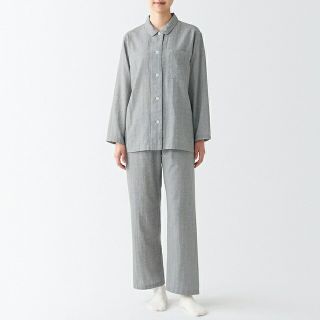 ムジルシリョウヒン(MUJI (無印良品))の●新品●  無印良品 脇に縫い目のない 二重ガーゼパジャマ／グレー柄／Ｌ(パジャマ)