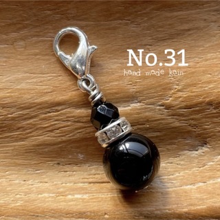 31 天然石　オニキス　黒　ブラック　マスク　チャーム(チャーム)