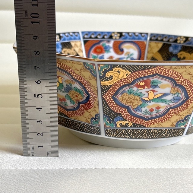 第一陶器 美濃焼 翔山窯 室町 八角鉢 大鉢 菓子鉢 金彩 花鳥 古 第一陶器 美濃焼 翔山窯 室町 八角鉢 大鉢 菓子鉢 金彩 花鳥 古