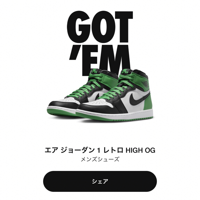 ジョーダン1High OGラッキーグリーンJP28.5\US10.5