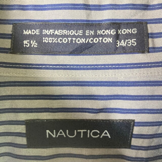 NAUTICA(ノーティカ)のノーティカ ストライプ 長袖シャツ グレー ネイビー アメリカ古着 US古着 メンズのトップス(シャツ)の商品写真