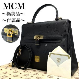 極美品✨】MCM ハンドバッグ 2way ヴィセトス柄 保存袋 鍵 付属品 黒-