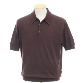 ジョンスメドレー(JOHN SMEDLEY)の【中古】ジョンスメドレー JOHN SMEDLEY コットン 半袖  ポロニット ダークブラウン【サイズS】【メンズ】(ニット/セーター)