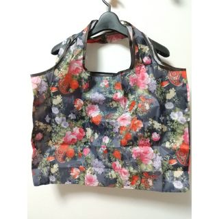 【未使用】花柄 エコバッグ  フラワー ナイロン 買い物バッグ(エコバッグ)