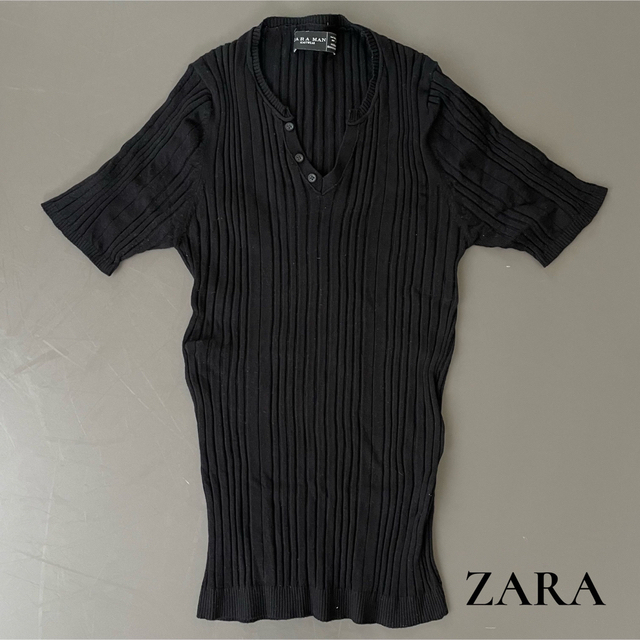 ZARA(ザラ)のZARA メンズウェア ニット半袖 M メンズのトップス(Tシャツ/カットソー(半袖/袖なし))の商品写真