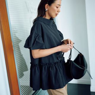 ドゥロワー(Drawer)の美品　three square 2way タフタブラウス　スカート　ワンピース(シャツ/ブラウス(半袖/袖なし))