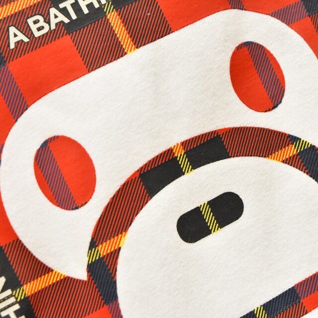 A BATHING APE(アベイシングエイプ)のA BATHING APE アベイシングエイプ BABY MILO RED CHECK ベイビー マイロ 半袖Tシャツ ホワイト レッドチェック柄 メンズのトップス(Tシャツ/カットソー(半袖/袖なし))の商品写真