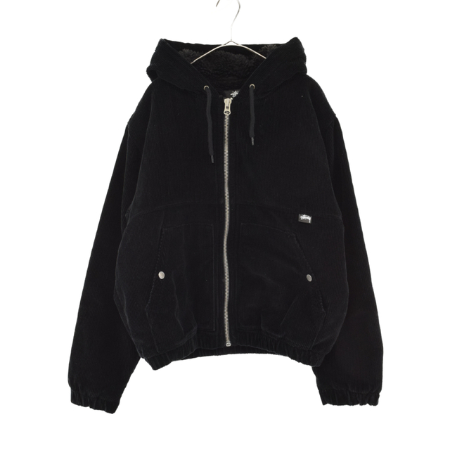 STUSSY ステューシー 20AW Cord Work Jacket コード ワークジャケット 裏ボア コーデュロイ フード付き ジャケット ブラック510センチ袖丈