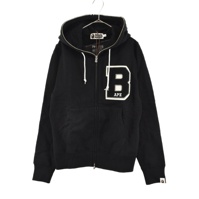 A BATHING APE アベイシングエイプ Full zip hoodie 001ZPA801001X ロゴワッペン装飾 フルジップアップパーカー ブラック