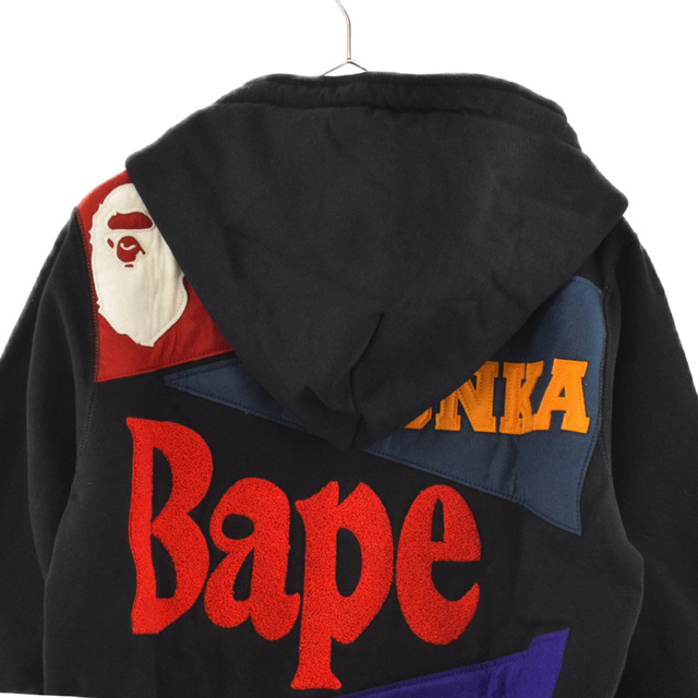 A BATHING APE(アベイシングエイプ)のA BATHING APE アベイシングエイプ Full zip hoodie 001ZPA801001X ロゴワッペン装飾 フルジップアップパーカー ブラック メンズのトップス(パーカー)の商品写真