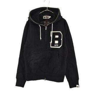 アベイシングエイプ(A BATHING APE)のA BATHING APE アベイシングエイプ Full zip hoodie 001ZPA801001X ロゴワッペン装飾 フルジップアップパーカー ブラック(パーカー)