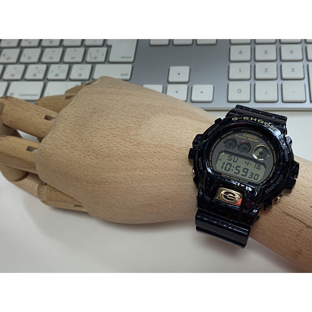 G-SHOCK/クロコ/ゴールド/DW-6900/ミラー/時計/三つ目/美品/黒 【国産