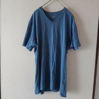 ユニクロ(UNIQLO)のユニクロ　スーピマコットン　半袖Tシャツ　L　青(Tシャツ/カットソー(半袖/袖なし))