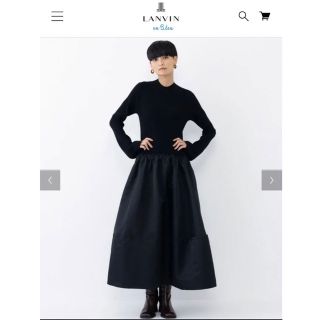 ランバンオンブルー(LANVIN en Bleu)のランバンオンブルー 【VERY掲載】ニットコンビワンピース 黒(ロングワンピース/マキシワンピース)