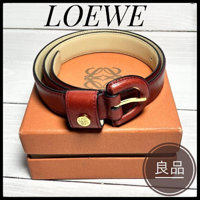 ★良品★ LOEWE ロエベ ベルト レザー レディース レッド 箱 ケース