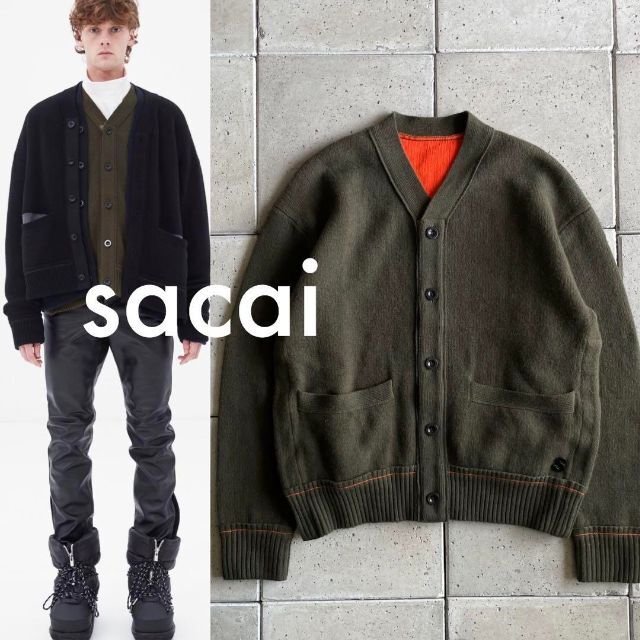 フォロー割2022AW sacaiサカイ Sカシミヤ スリット ニット カーディガン 1