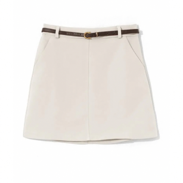 ベルト付き台形ミニスカート Aライン フレア  レディースのスカート(ミニスカート)の商品写真