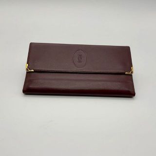 カルティエ(Cartier)のCartier カルティエ マストライン ガマ口長財布 ゴールド金具ワインレッド(財布)