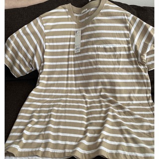 ジーユー(GU)のgu ベージュボーダーTシャツ(Tシャツ/カットソー(半袖/袖なし))