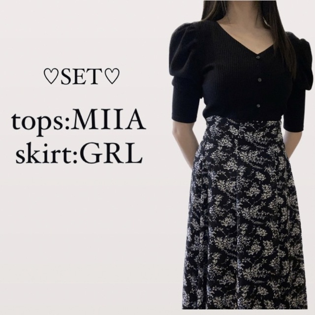 GRL(グレイル)のMIIA♡2WAYパフスリーブtops×GRL♡レトロフラワースカート レディースのスカート(ロングスカート)の商品写真