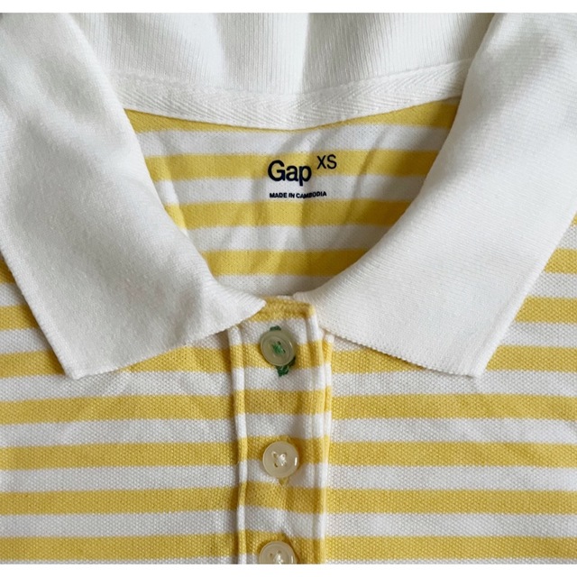 GAP(ギャップ)のGAP  ボーダー  ロング  ワンピース風  ポロシャツ  黄色 レディースのトップス(ポロシャツ)の商品写真