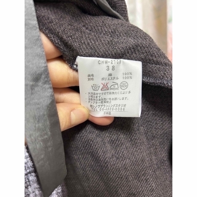 美品 SI-HIRAI スーヒライ ノーカラーコート 麻 38 日本製