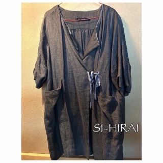 SI-HIRAI - 美品 SI-HIRAI スーヒライ ノーカラーコート 麻 38 日本製