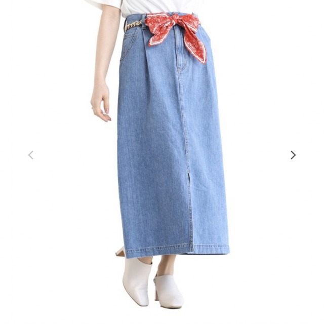MUVEIL(ミュベール)のMUVEIL(ミュベール) ベルト付きデニムスカート サイズ36 レディースのスカート(ロングスカート)の商品写真