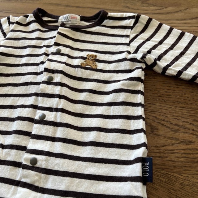 POLO RALPH LAUREN(ポロラルフローレン)のPOLOベビー　ブラウンボーダーカバーオール キッズ/ベビー/マタニティのベビー服(~85cm)(カバーオール)の商品写真