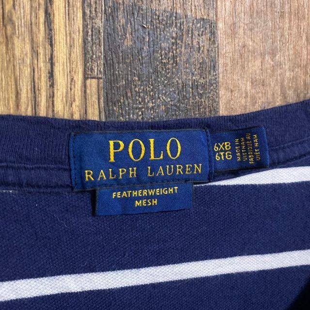 POLO RALPH LAUREN(ポロラルフローレン)のラルフローレン ヘンリーネック Tシャツ ボーダー ロゴ 6XL USA古着 メンズのトップス(Tシャツ/カットソー(半袖/袖なし))の商品写真