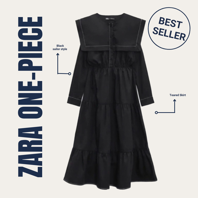 ZARA 黒 セーラーワンピース