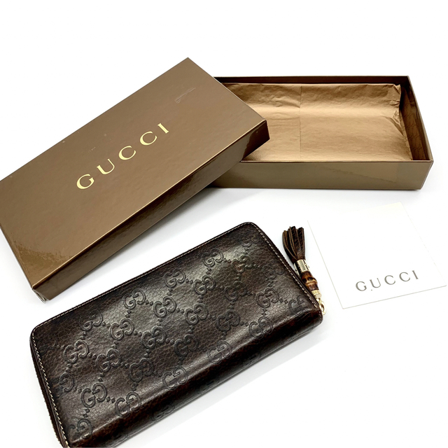 Gucci(グッチ)の【希少☆極美品】グッチ 長財布 レオパード バンブー シマ ラウンドファスナー メンズのファッション小物(長財布)の商品写真