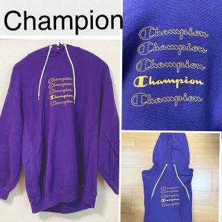 チャンピオン(Champion)のチャンピオン　オーバーサイズ　パーカー　パープル　ロゴ(パーカー)