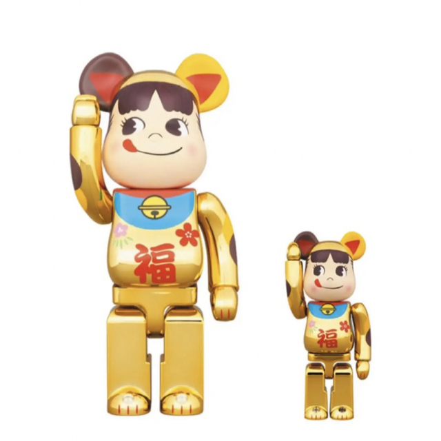 BE@RBRICK(ベアブリック)のBE@RBRICK 招き猫 ペコちゃん 福 金メッキ 100% & 400% ハンドメイドのおもちゃ(フィギュア)の商品写真